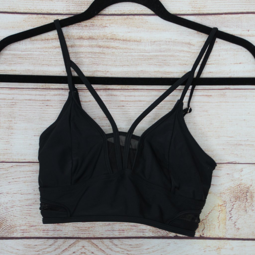 Black Cutout Mesh Bikini Top